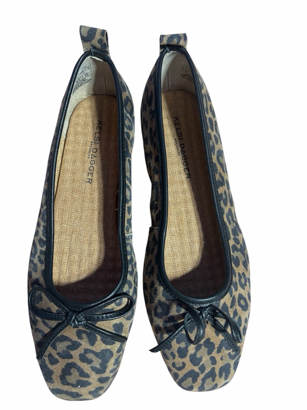Kelsi Dagger Leopard-Print Ballet Flats in Tan and Black